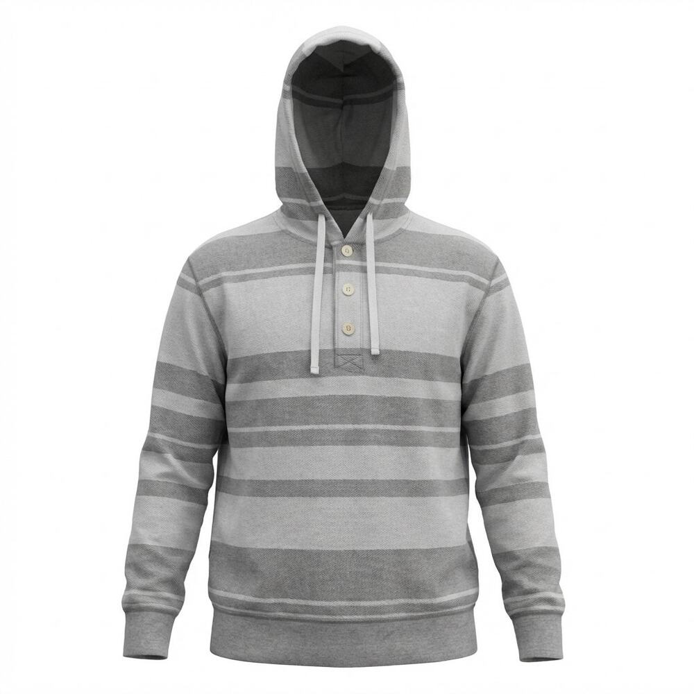 American Eagle Gray Striped Hoodie - Large